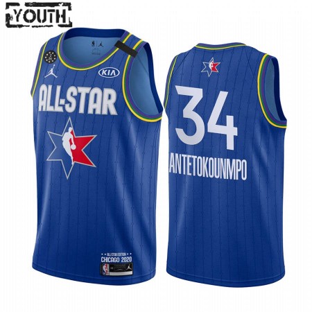 Camiseta Niños Milwaukee Bucks Giannis Antetokounmpo 34 2020 All-Star Jordan Brand Azul Swingman